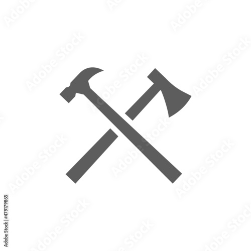 ax hammer cross logo design vector isolated on white background.
