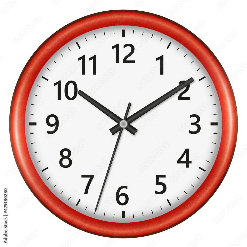Wall clock isolated on white background. Ten past ten. Wall clock isolated on white background. Ten past ten.