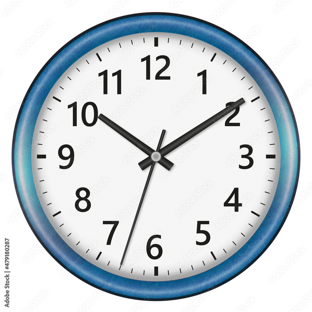 Wall clock isolated on white background. Ten past ten. Wall clock isolated on white background. Ten past ten.