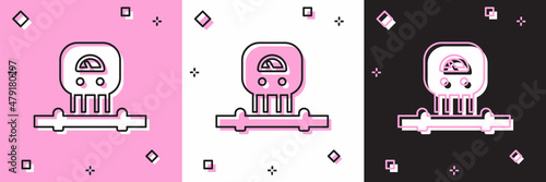Set Smart sensor system icon isolated on pink and white, black background. Internet of things concept with wireless connection. Vector