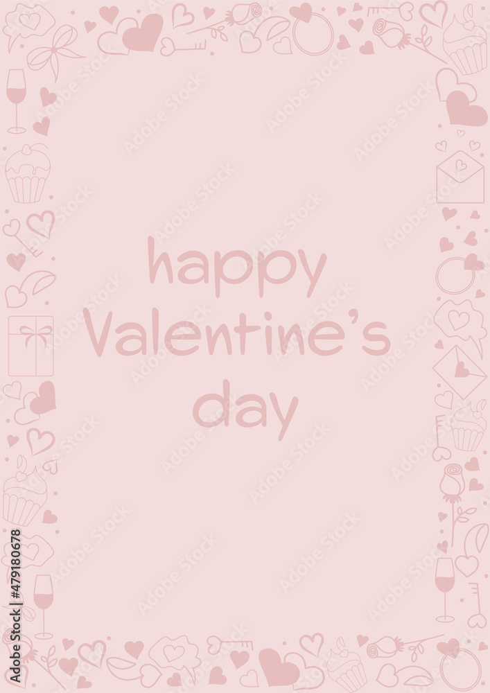 Valentines Day Greeting cards Drawing thin lines blank template with space for text in a minimalistic style Concept of publishing advertising banners on social networks. minimalism