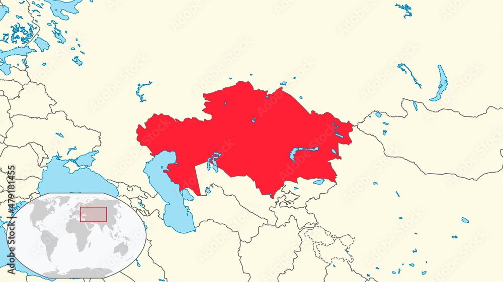 Obraz premium Kazakhstan on the map, riots and rallies in Kazakhstan.