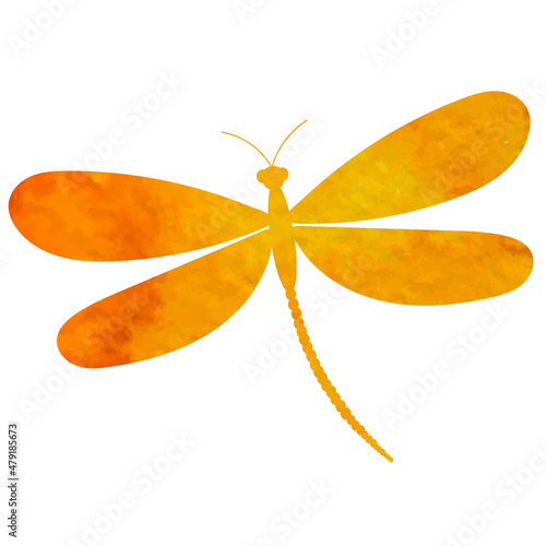dragonfly flying watercolor silhouette, icon, isolated