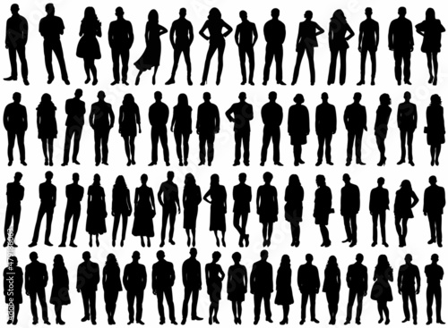 people, men and women, set, isolated, vector