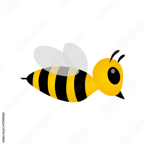 Illustration vectorielle couleur d’un style bande dessinée d’une abeille vue de profil.