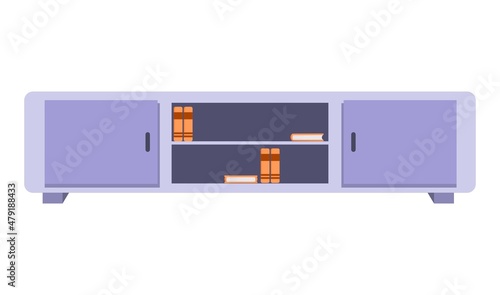 Vector illustration of consul desk with bookshelf, for home furniture advertisement