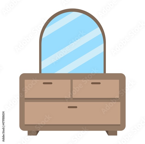 Vector illustration of consul desk with mirror, for home furniture advertisement