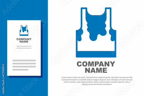 Blue Sweaty sleeveless sport t-shirt icon isolated on white background. Logo design template element. Vector