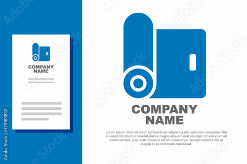 Blue Fitness mat roll icon isolated on white background. Yoga mat rolled. Sport equipment. Logo design template element. Vector