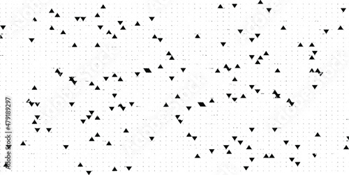 Rough, irregular texture composed of monochrome geometric elements. Overlay distressed grunge background. Abstract vector illustration. Isolated on white background. EPS10