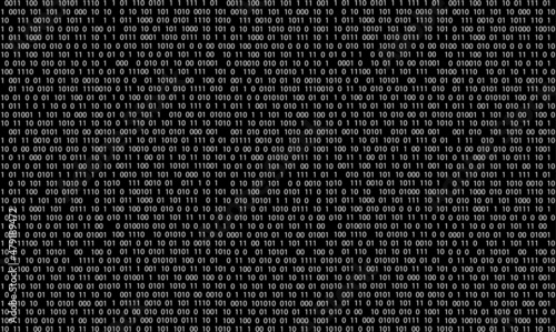 Gradient abstract background of zeros and ones, program code texture, binary number system design. Vector illustration. Banner for social networks, landing pages of websites.