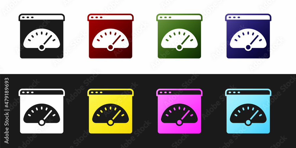 Set Digital speed meter icon isolated on black and white background. Global network high speed connection data rate technology. Vector Set Digital speed meter icon isolated on black and white background. Global network high speed connection data rate technology. Vector