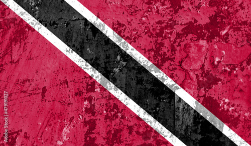 Trinidad and Tobago flag on old paint on wall. 3D image © Майя Руднева