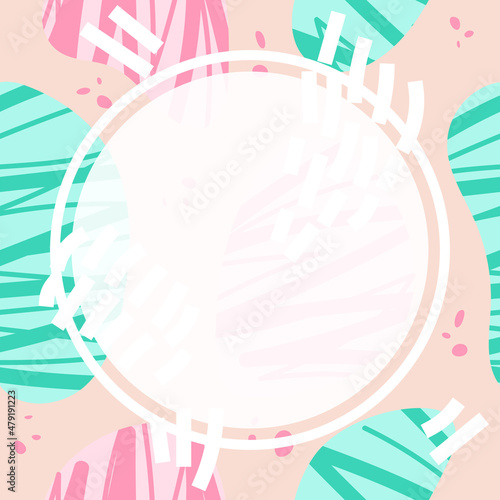 Abstract vector background with shapes in scribble and doodle style in pastel trendy colors as a template for your social media content and banners or flyers. Seamless texture