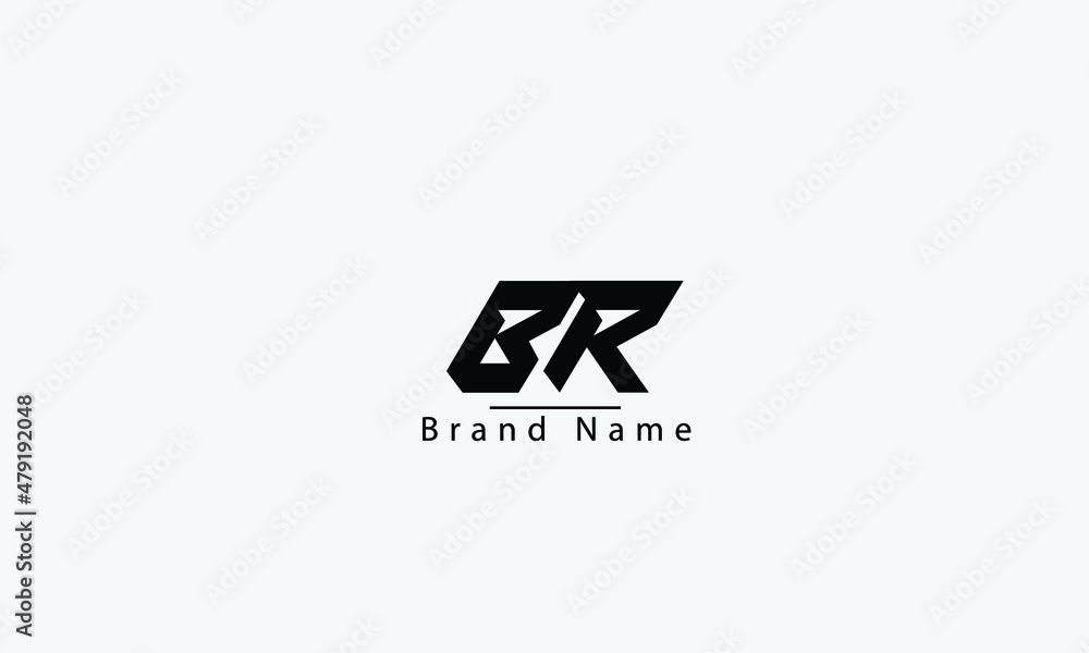 BR RB B R abstract vector logo monogram template - obrazy, fototapety, plakaty 