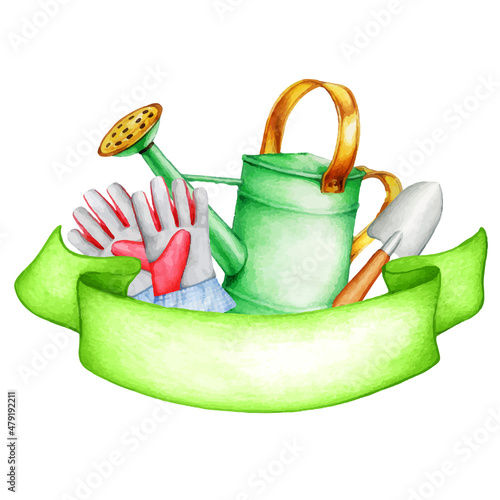 watercolor hand drawn of gardening logo