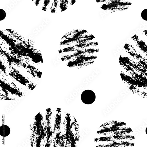 Abstract vector pattern with scribble shapes in doodle style in black monochrome color as a template for textile or web headers and banners or flyers. Seamless texture