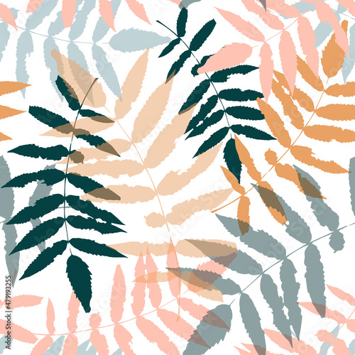 Elegant floral seamless texture, abstract botanical background, vector 