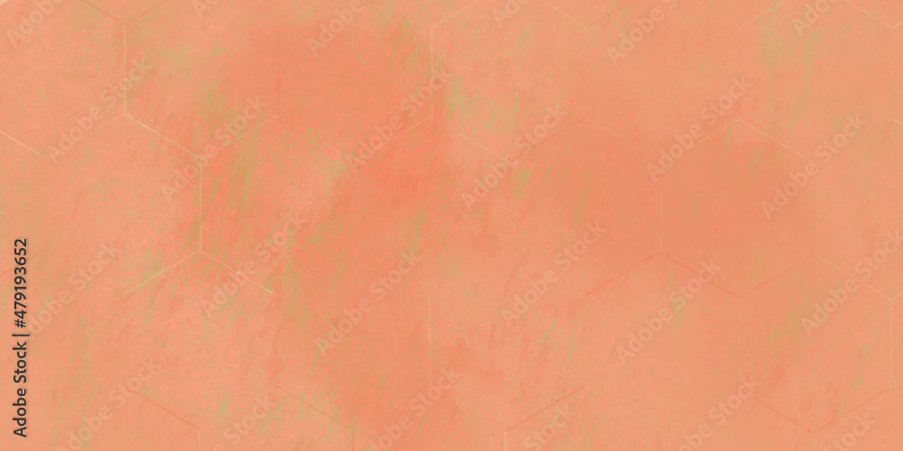 Grunge cracked orange or pink color concrete wall textured background as loft style. watercolor and red wall.