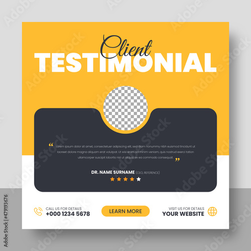 Customer feedback testimonial social media post web banner template