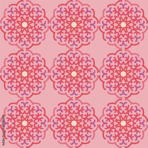 seamless pattern pink violet mandala floral creative design vector illustration background