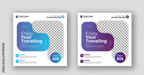 Business social media post square travel banner template