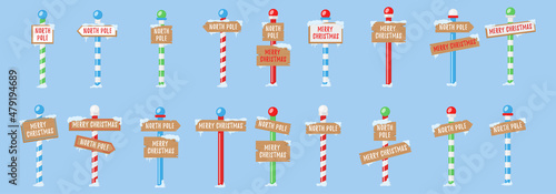 Winter holiday xmas signs for the north pole.