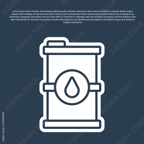 Blue line Bio fuel barrel icon isolated on blue background. Eco bio and canister. Green environment and recycle. Vector