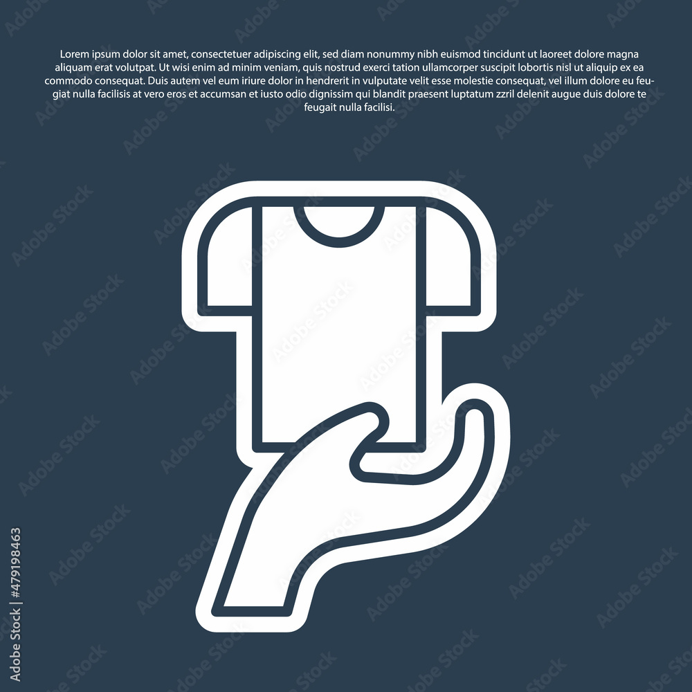 Blue line Clothes donation icon isolated on blue background. Vector Blue line Clothes donation icon isolated on blue background. Vector