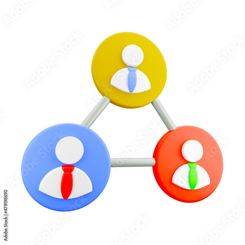 3D rendering organizational, hierarchy, community, business isolated with white background 