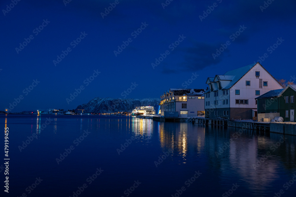 Blue Hour in Brønnøysund city,Helgeland,Northern Norway,scandinavia,Europe