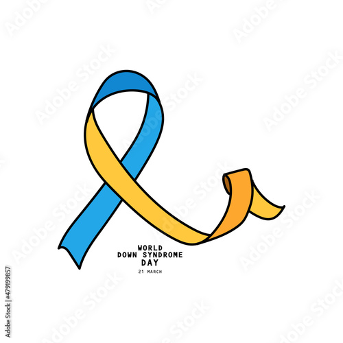 World Down Syndrome Day on 21 march,
 hands symbol with ribbon icon isolated on white background.  a Down Syndrome Awareness day vector illustration.	
