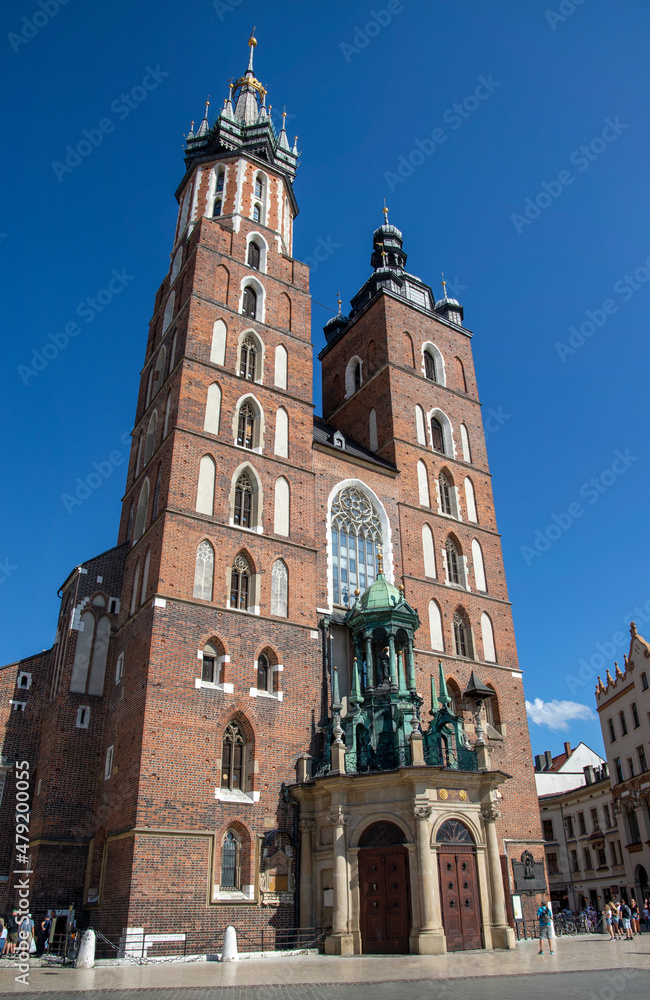 Church tower at Krakow old city center