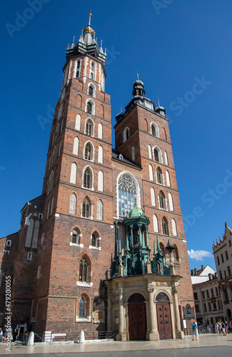 Church tower at Krakow old city center