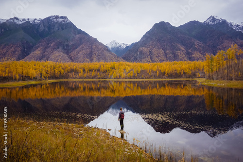 Hiker at the Kodar ridge photo