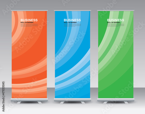Business Roll Up set. roll up banner design. wave abstract background template. banner stand or flag design. j-flag, x stand, x banner, exhibition show, Stand Design, flyer, poster, ads, vector