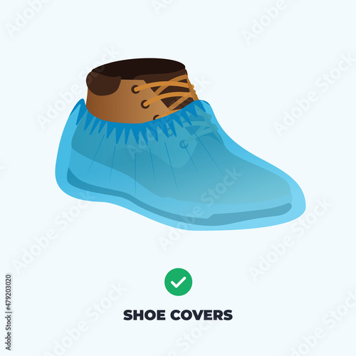 Blue shoe covers on the boot. Vector illustration.