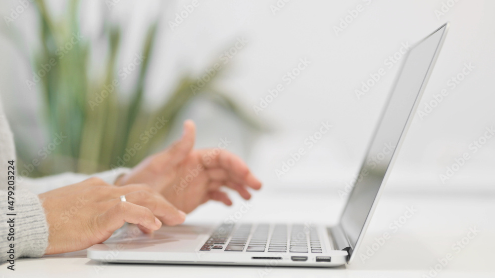 Close up of Hands of African Woman Working on Laptop Close up of Hands of African Woman Working on Laptop