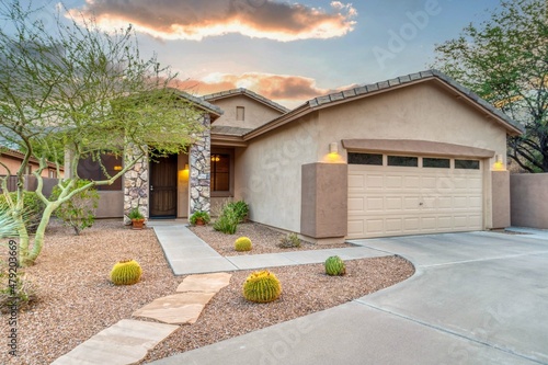Southwestern house at sunset