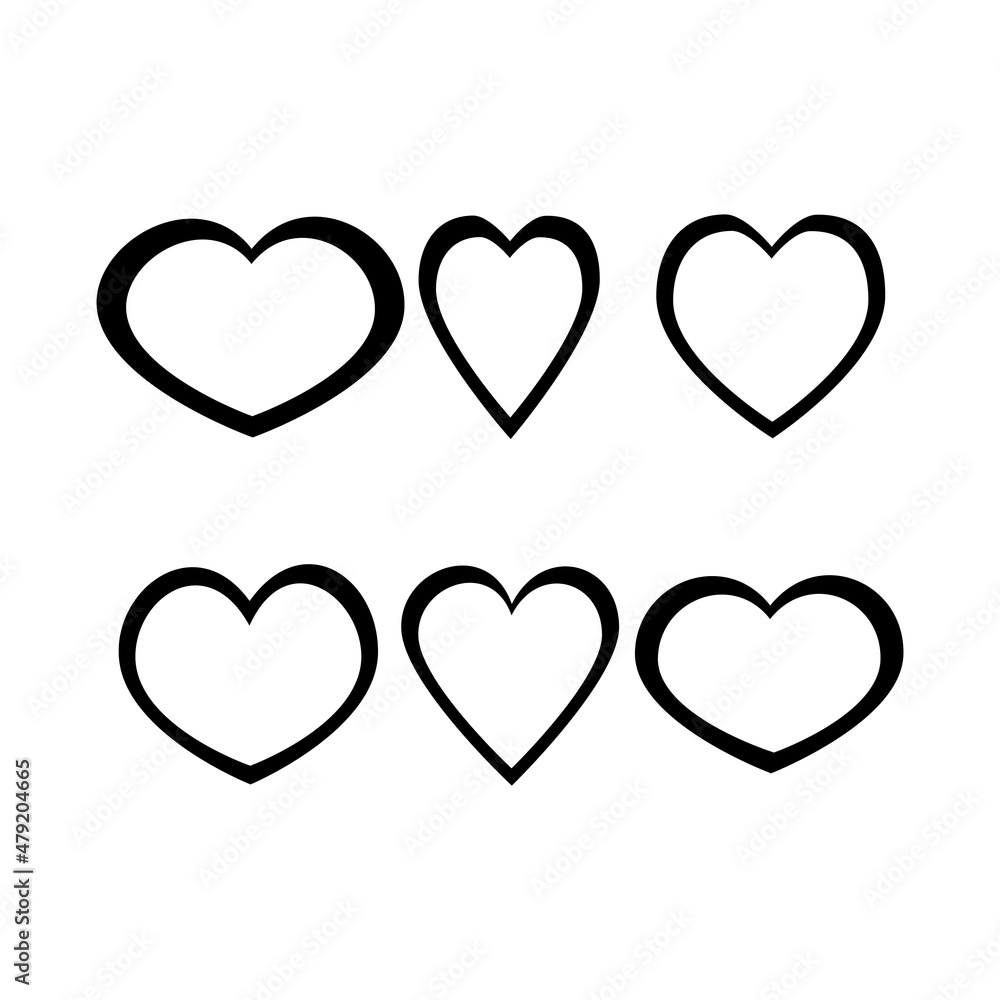 Heart icon collection on white  Background. Vector illustration.