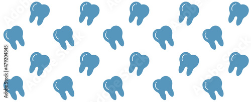 Simple dental pattern. Flat illustration of blue teeth.