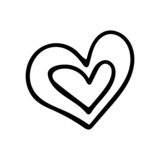 Hand drawn doodle cute heart. Vector Valentine's day clipart. Outline.