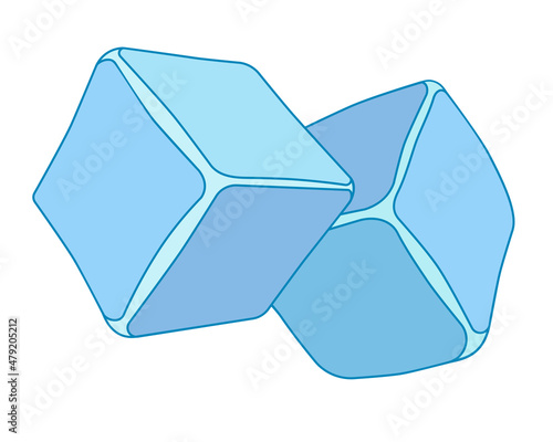 Ice cubes for drinks - vector color illustration for logo or pictogram. Two ice cubes for drinks