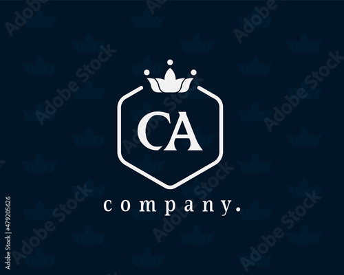 Letter CA, C or A logo in wreath, round frame. Monogram for a card, badge, label, antique, restaurant, cafe, boutique, hotel, jewelry, brand name, identity, product. Luxury monogram.