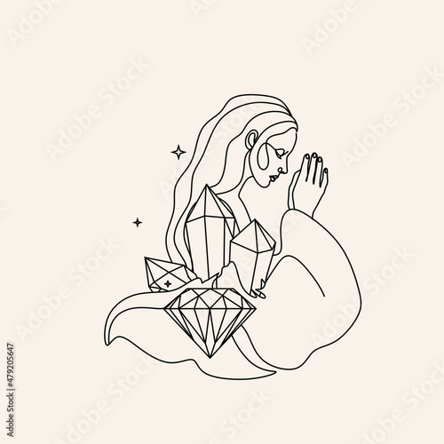 Diamond decoration logo. Minimalistic illustration of a jewelry store