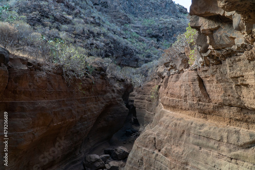 Canyon of volcanic origin in the canary island of Gran Canaria