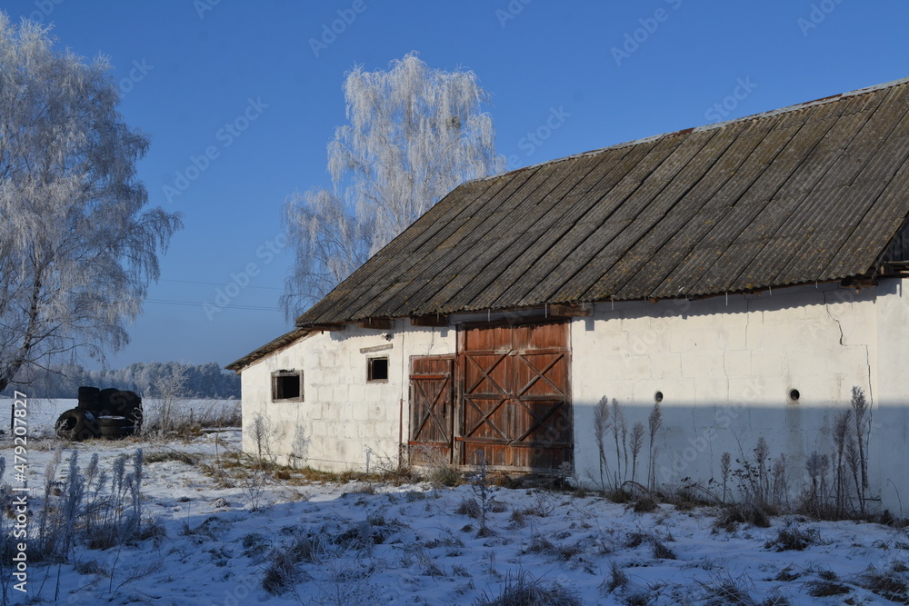 old barn in winter old barn in winter