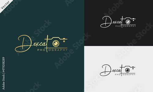 Studio Photography logo template vector. signature logo concept.
