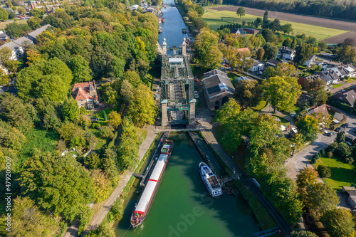 Aerial view Henrichenburg, Henrichenburg Boat Lift, Rhine-Herne Canal, Castrop-Rauxel, Ruhr area, North Rhine-Westphalia, Germany photo