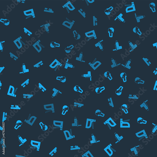 Set Construction stapler, Angle grinder, Electric jigsaw and Wood plane tool on seamless pattern. Vector